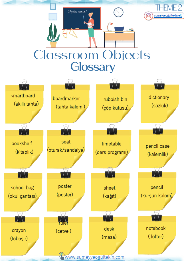 Theme 2 - Classroom Objects Glossary PDF